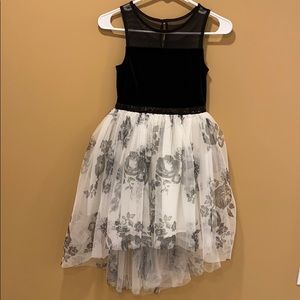 Black and white  VELVET TULLE DRESS